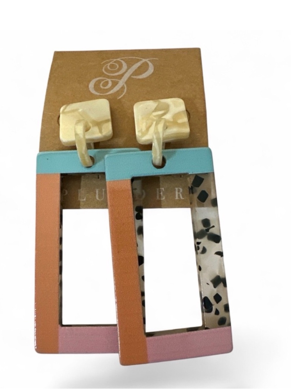 PLUNDER Animal Print Resin Pastel Colors  Lightweight Dangling Pierced Earrings